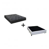 Cama Box Casal 138 Tecido Branco Com Colchão Lisboa Bello Box D28 Preto - 1