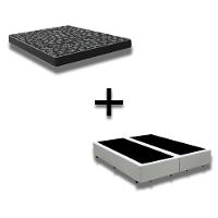 Cama Box Casal 138 Bipartido Tecido Branco Com Colchão D20 Tampo Preto 12cm - 1