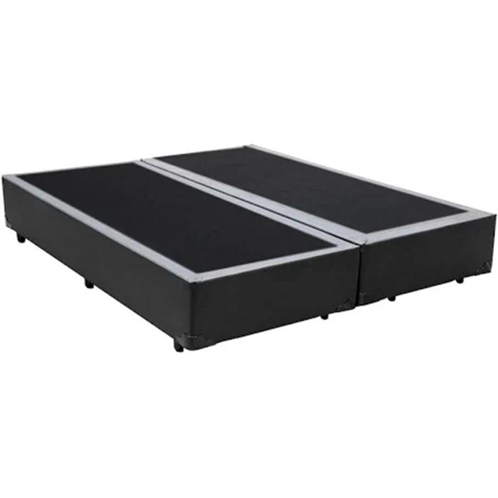 Cama Box Casal 138 Bipartido Tecido Preto Com Colchão D20 Tampo Preto 12cm - 2