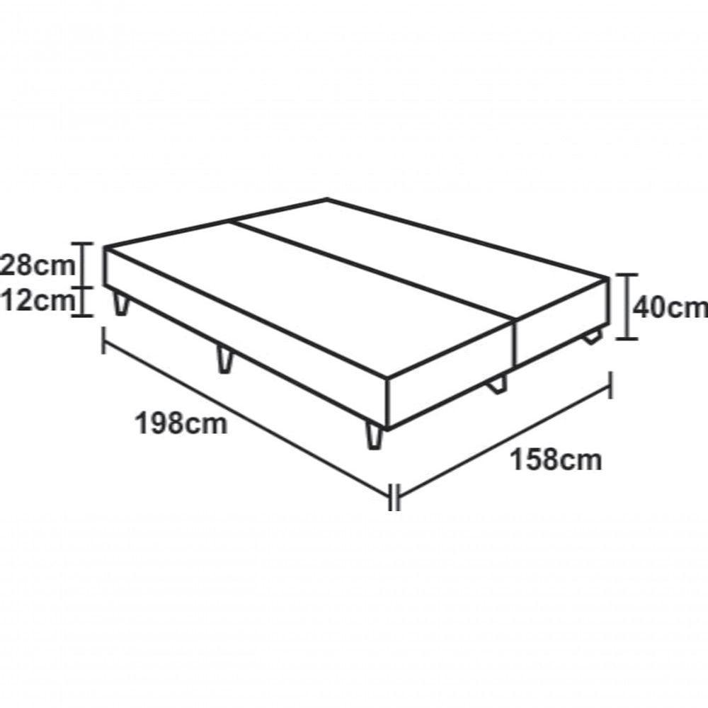 Cama Box Queen 158 Tecido Branco Com Colchão Alegro Bello Box D28 Cinza 57x158x198 - 3