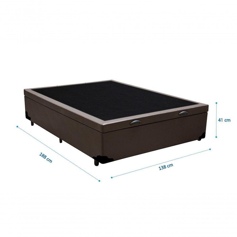 Cama Box Baú Casal 138 Tecido Marrom Com Colchão Alegro Bello Box D28 Cinza 58x138x188 - 3