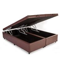 Cama Box Baú Queen 158 Tecido Marrom Com Colchão Alegro Bello Box D28 Cinza 58x158x198 - 2