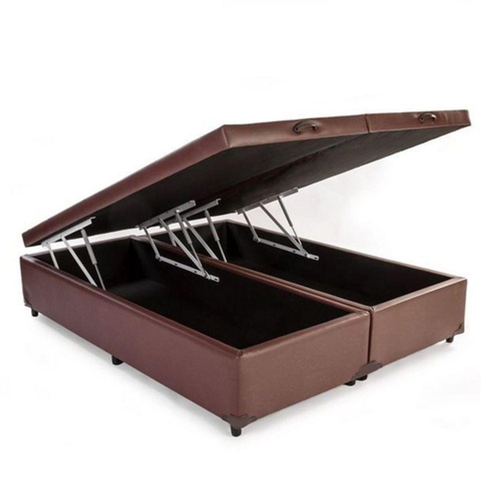 Cama Box Baú King 193 Tecido Marrom Com Colchão Alegro Bello Box D28 Cinza 58x193x203 - 2