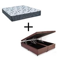 Cama Box Baú King 193 Tecido Marrom Com Colchão Alegro Bello Box D28 Cinza 58x193x203 - 1