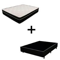Cama Box Casal 138 Tecido Preto Com Colchão Paris Molas Preto 66x138x188 - 1
