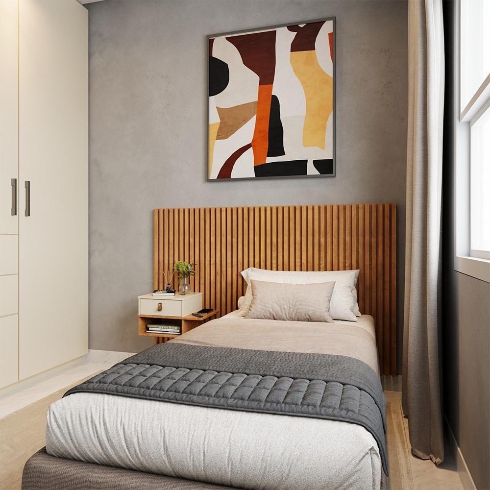 Cabeceira Solteiro Ripada Quarto Manila 1 Mesa Com Gaveta Nature/perola Nature/perola - 6