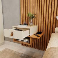 Cabeceira Solteiro Ripada Quarto Manila 1 Mesa Com Gaveta Nature/perola Nature/perola - 7