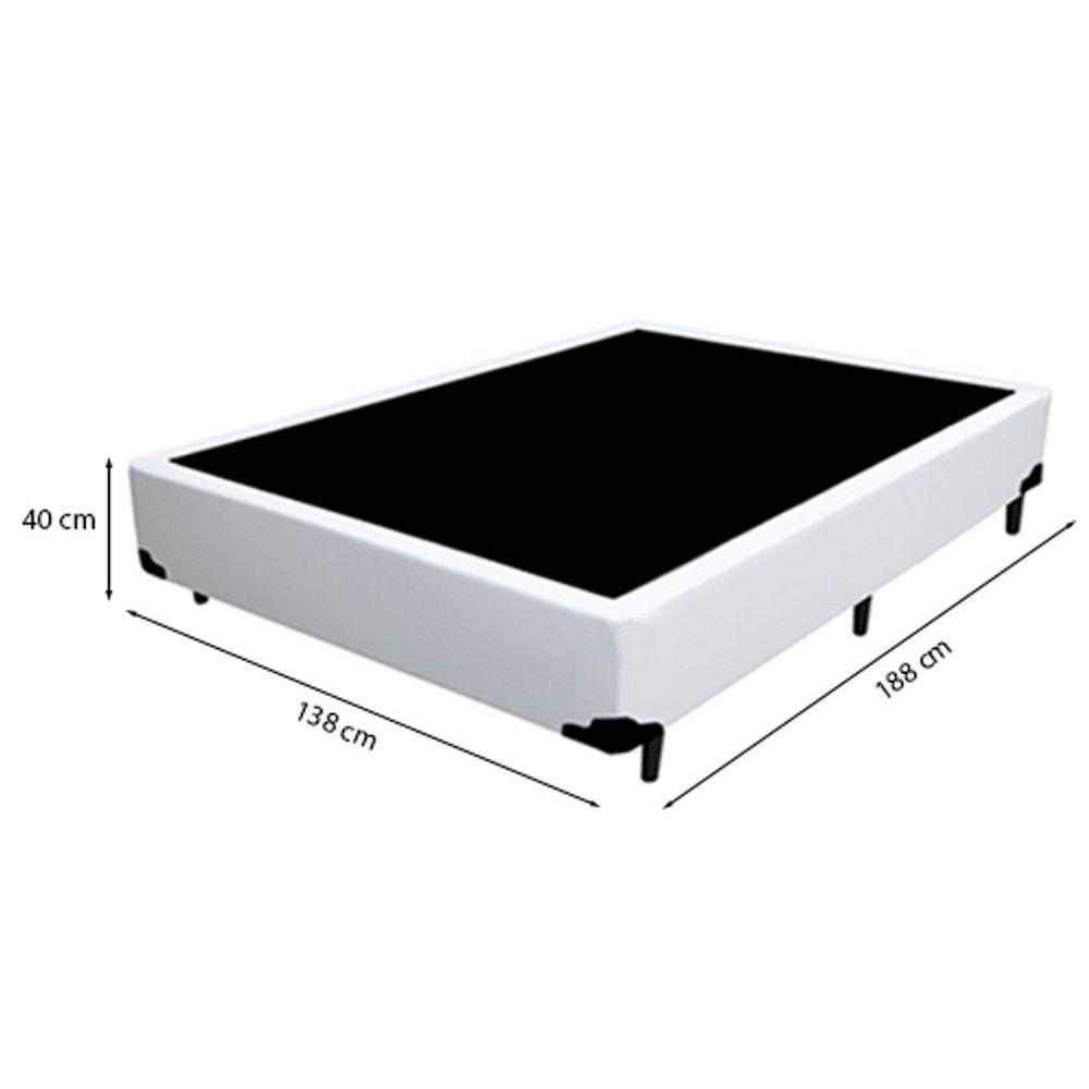 Cama Box Casal 138 Tecido Branco Com Colchão Paris Molas Preto 66x138x188 - 3