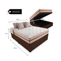 Cama Box Baú Casal Tecido Marrom Com Colchão Pillow Angel Bello Box Molas 62x138x188 - 2
