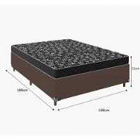 Cama Box Casal Tecido Marrom Com Colchão D20 Tampo Preto 12cm - 2