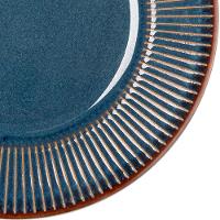 Jogo 6 Prato De Sobremesa Ceramica Azul Linear Rústico 20cm Lyor - 5