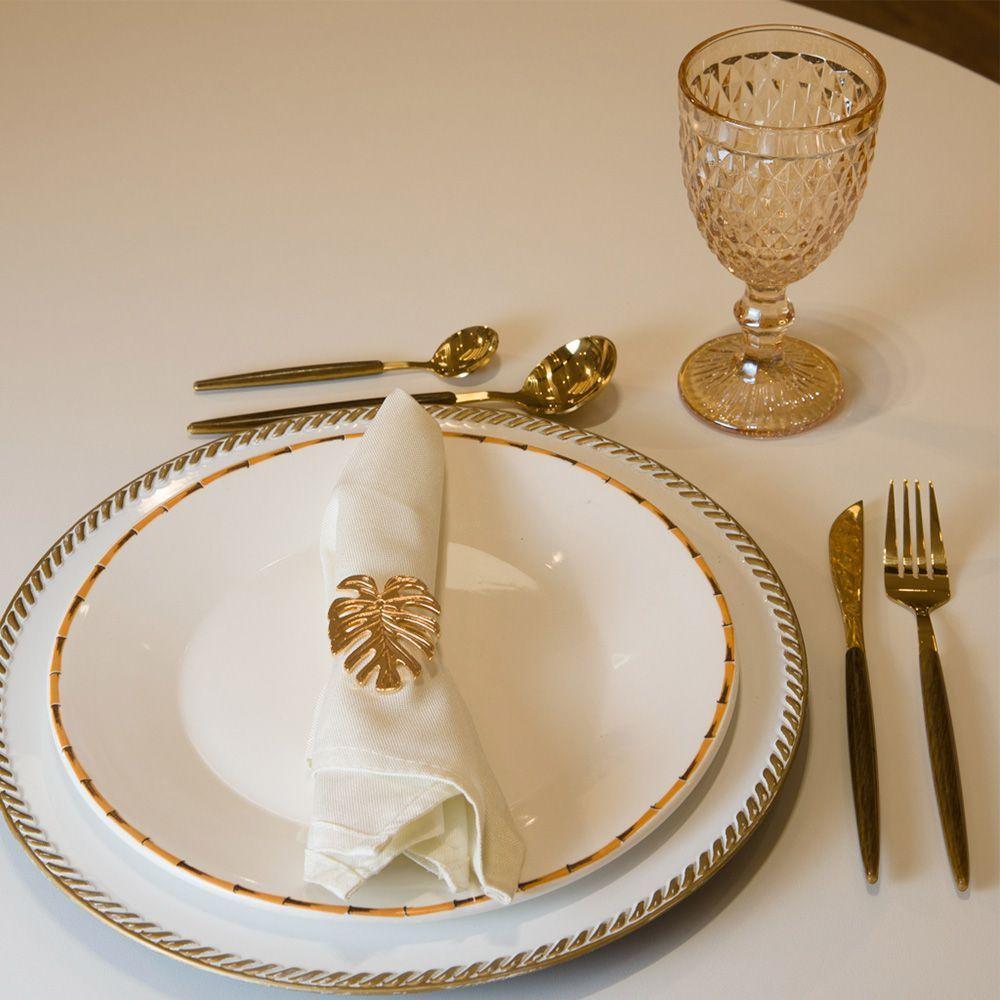 Jogo 4 Taças De Vidro Bico Abacaxi Cor âmbar Metalizado Para água Vinho Lyor 325ml - 6