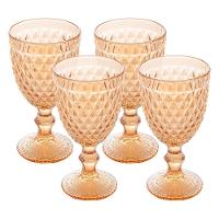 Jogo 4 Taças De Vidro Bico Abacaxi Cor âmbar Metalizado Para água Vinho Lyor 325ml - 1