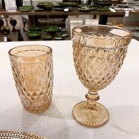 Jogo 4 Taças De Vidro Bico Abacaxi Cor âmbar Metalizado Para água Vinho Lyor 325ml - 2