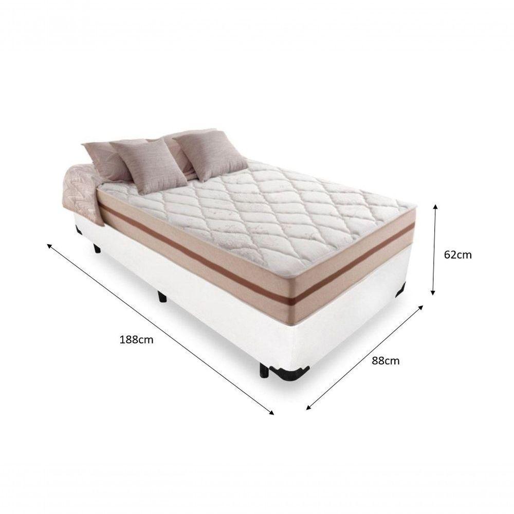 Cama Box Solteiro 88 Tecido Branco Com Colchão Pillow Angel Bello Box Molas 62x88x188 - 2