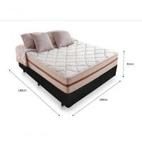 Cama Box Casal 138 Tecido Preto Com Colchão Pillow Angel Bello Box Molas 62x138x188 - 3