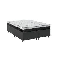 Cama Box Casal Bipartido 138 Preto Com Colchão D33 One Face Bello Box 58x138x188 - 1