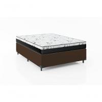 Cama Box Casal 138 Marrom Com Colchão D33 One Face Bello Box 58x138x188 - 1