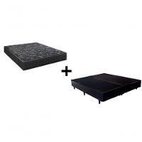 Cama Box Casal 138 Bipartido Tecido Preto Com Colchão Lisboa Bello Box D28 Preto - 1