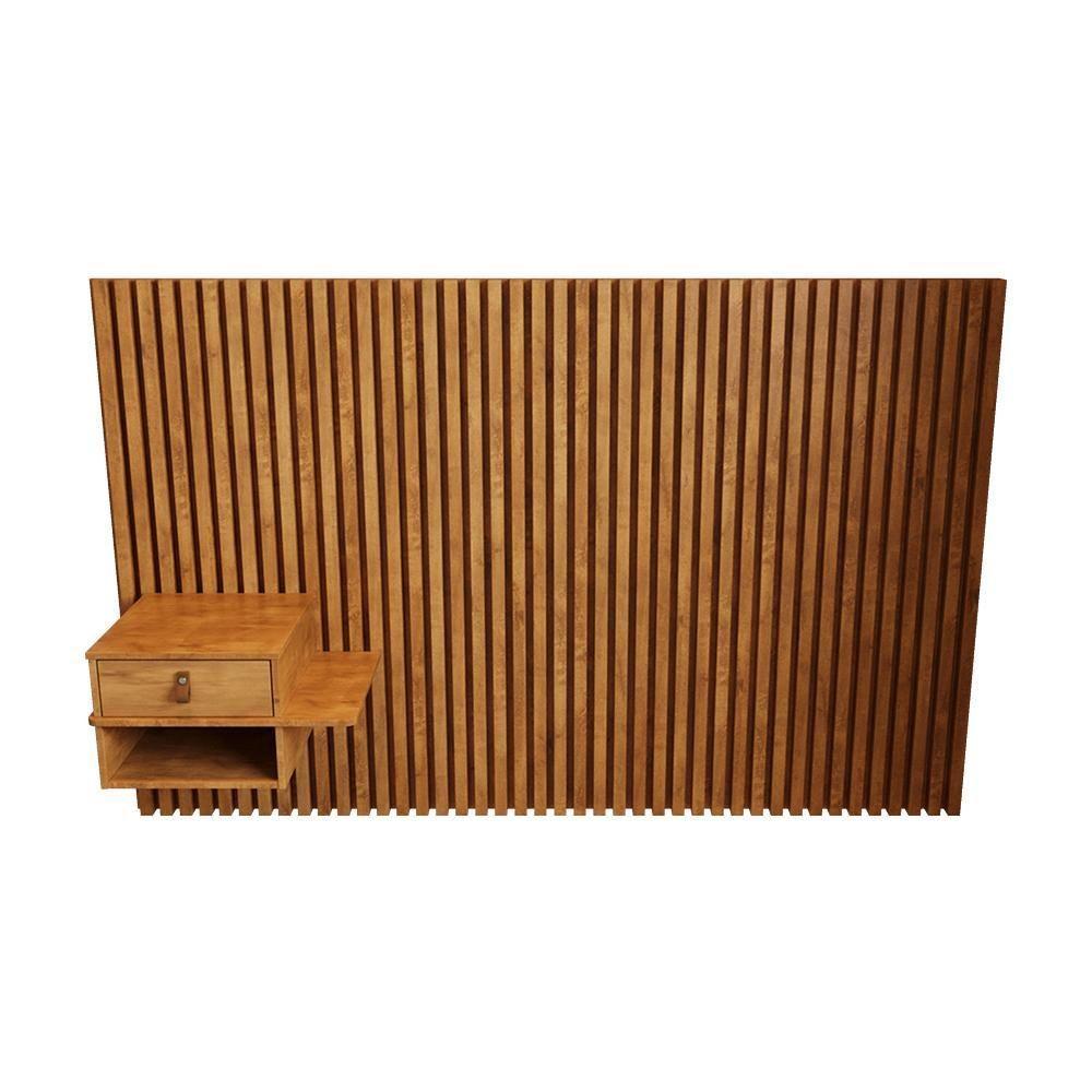 Cabeceira Solteiro Ripada Quarto Manila 1 Mesa Com Gaveta Nature Nature - 1