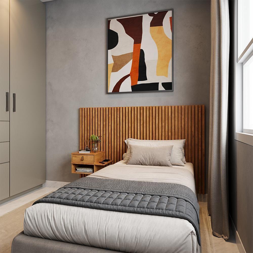 Cabeceira Solteiro Ripada Quarto Manila 1 Mesa Com Gaveta Nature Nature - 6