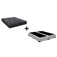 Cama Box Casal 138 Bipartido Tecido Branco Com Colchão Lisboa Bello Box D28 Preto - 1