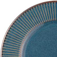 Jogo 4 Prato De Sobremesa Ceramica Azul Linear Rústico 20cm Lyor