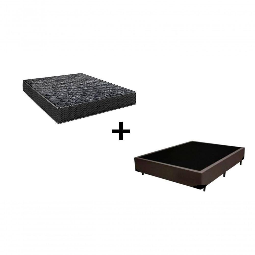 Cama Box Casal 138 Tecido Marrom Com Colchão Lisboa Bello Box D28 Preto - 1