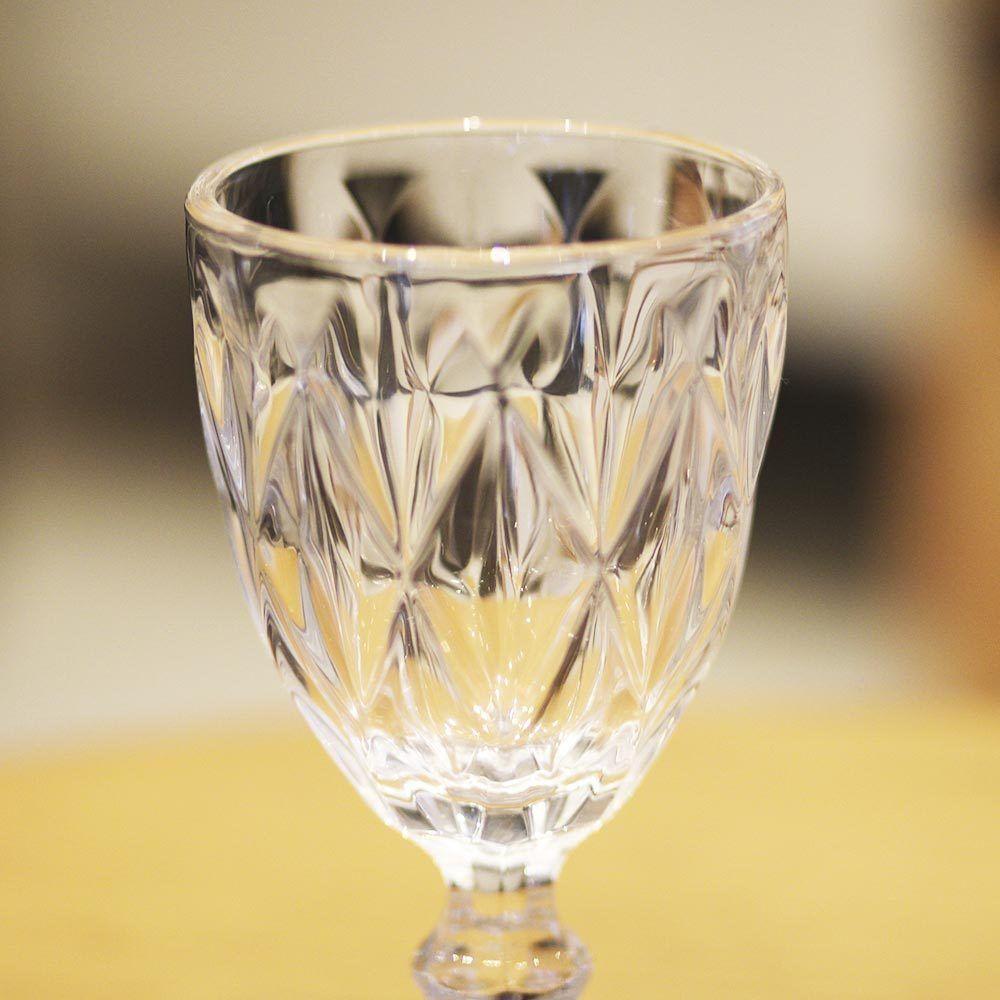 Jogo 10 Taças De Vidro Diamond Cor Transparente Para água Vinho Lyor 325ml - 4