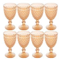 Jogo 8 Taças De Vidro Bico Abacaxi Cor âmbar Metalizado Para água Vinho Lyor 325ml - 1