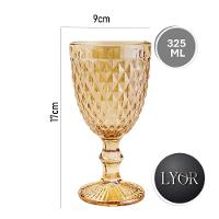 Jogo 8 Taças De Vidro Bico Abacaxi Cor âmbar Metalizado Para água Vinho Lyor 325ml - 2