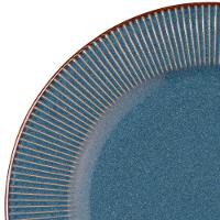 Prato Raso De Jantar Ceramica Azul Linear Rústico 27cm Lyor - 2