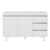 Balcão De Cozinha Lux Para Pia De 120cm 100%mdf Sem Tampo 02 Portas E 03 Gavetas Branco - Abmaza - 1