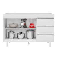 Balcão De Cozinha Lux Para Pia De 120cm 100%mdf Sem Tampo 02 Portas E 03 Gavetas Branco - Abmaza - 7