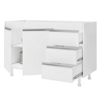 Balcão De Cozinha Lux Para Pia De 120cm 100%mdf Sem Tampo 02 Portas E 03 Gavetas Branco - Abmaza - 9
