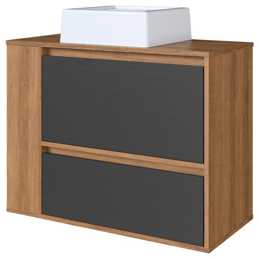 Gabinete Suspenso Com Cuba E Gavetao Bl2003 Mell Grafite Faem Mell Grafite - 1