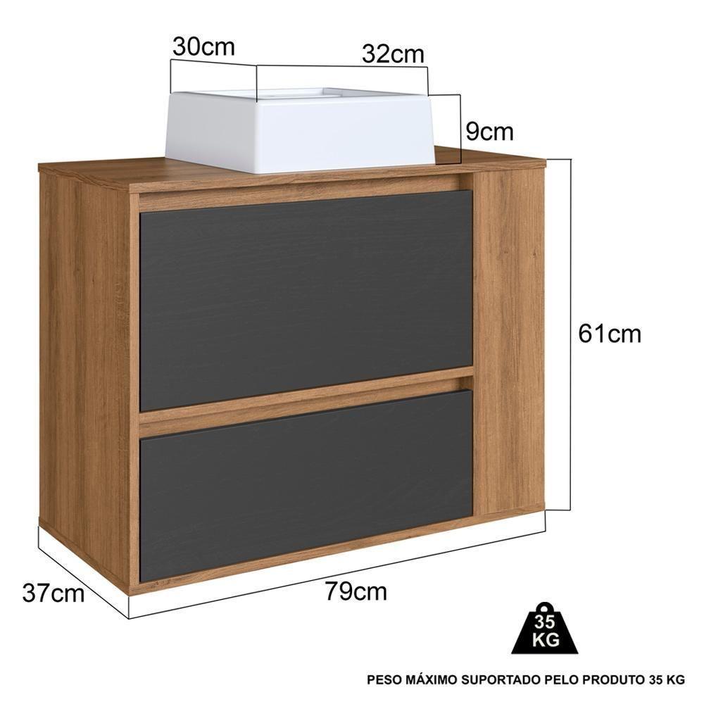 Gabinete Suspenso Com Cuba E Gavetao Bl2003 Mell Grafite Faem Mell Grafite - 4