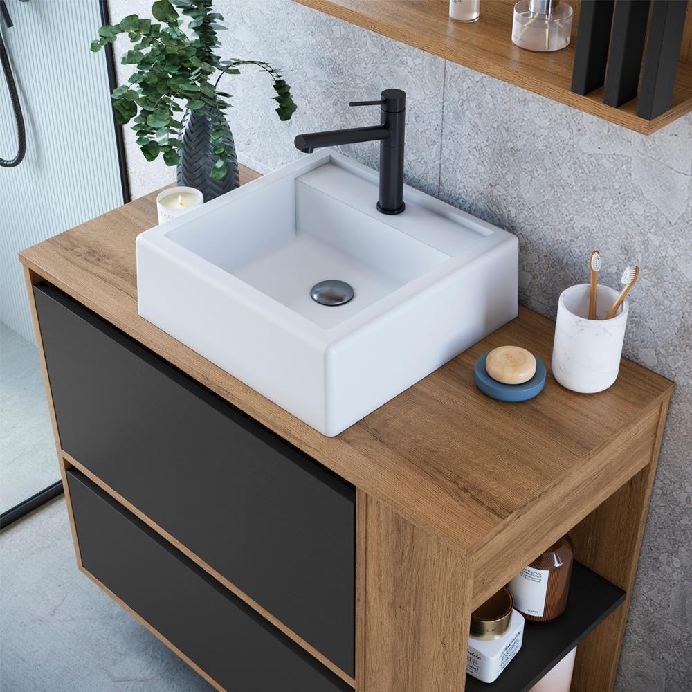 Gabinete Suspenso Com Cuba E Gavetao Bl2003 Mell Grafite Faem Mell Grafite - 6