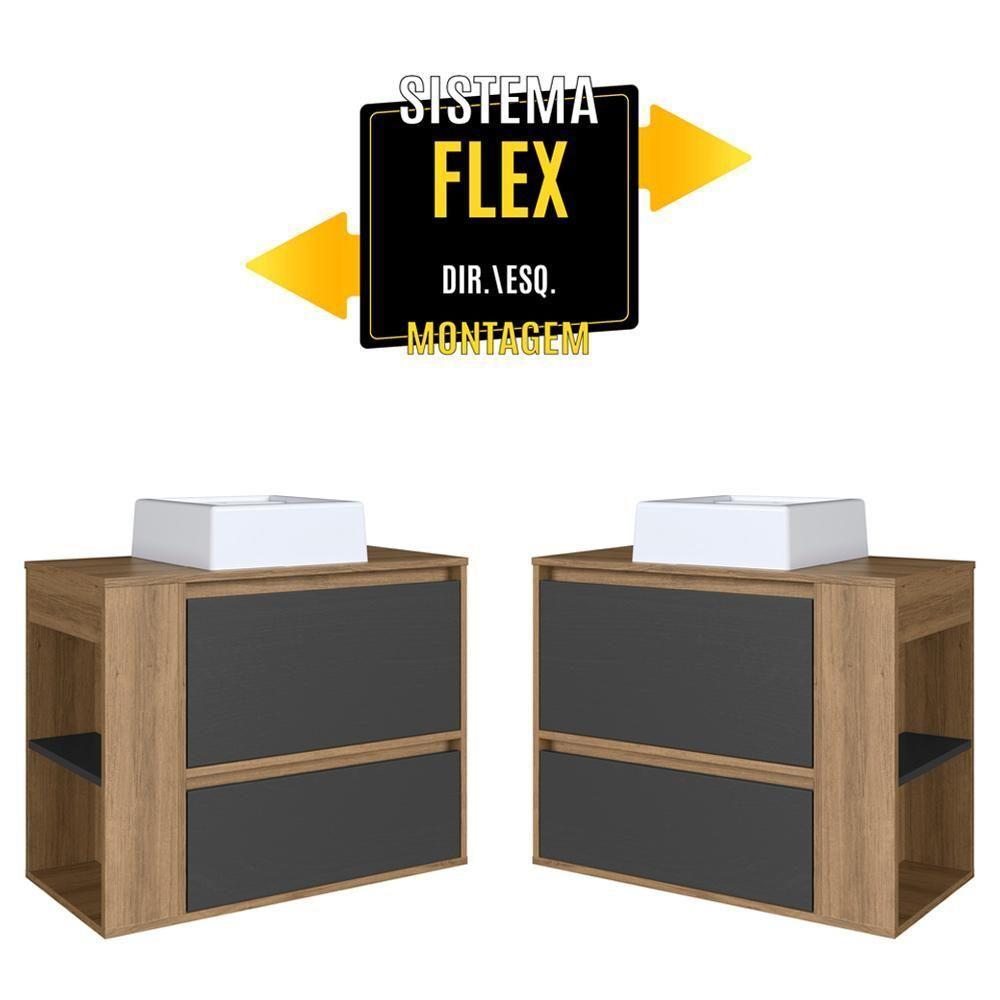 Gabinete Suspenso Com Cuba E Gavetao Bl2003 Mell Grafite Faem Mell Grafite - 7