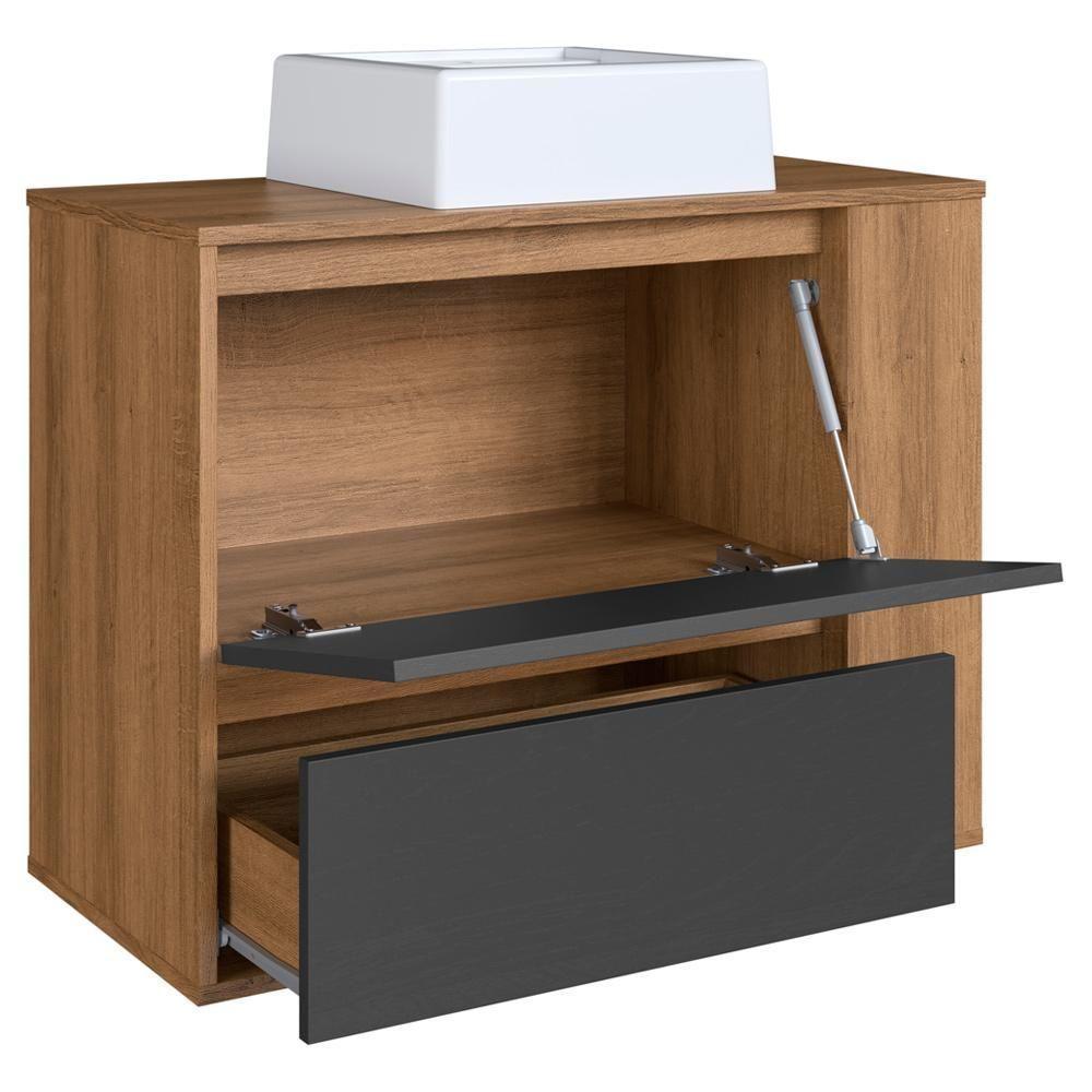 Gabinete Suspenso Com Cuba E Gavetao Bl2003 Mell Grafite Faem Mell Grafite - 10