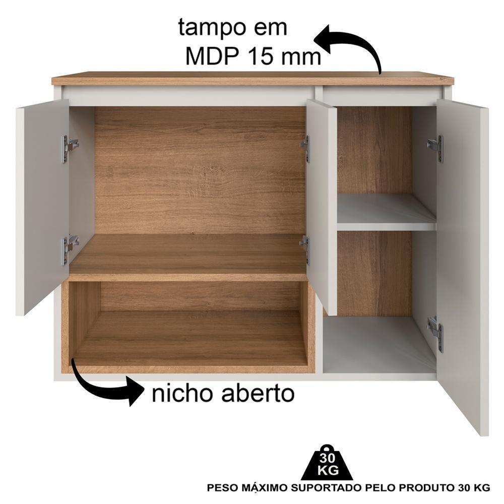 Gabinete Suspenso 3 Portas Com Tampo Bl9220 Mell Arenas Faem Mell Arenas - 3
