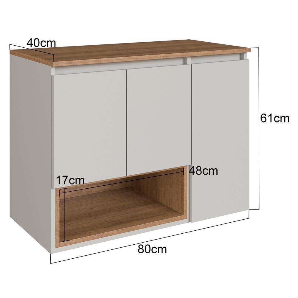 Gabinete Suspenso 3 Portas Com Tampo Bl9220 Mell Arenas Faem Mell Arenas - 4