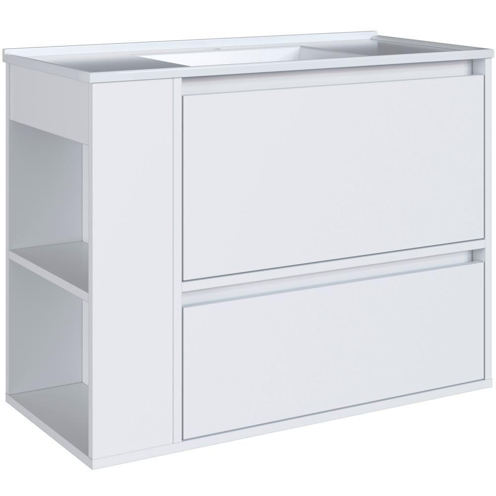 Gabinete Suspenso Com Lavatorio E Gavetao Bl2002 Branco Faem Branco - 1