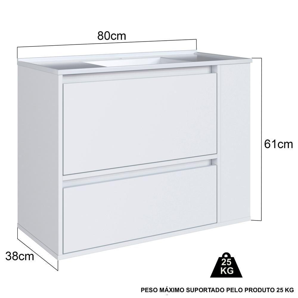 Gabinete Suspenso Com Lavatorio E Gavetao Bl2002 Branco Faem Branco - 5