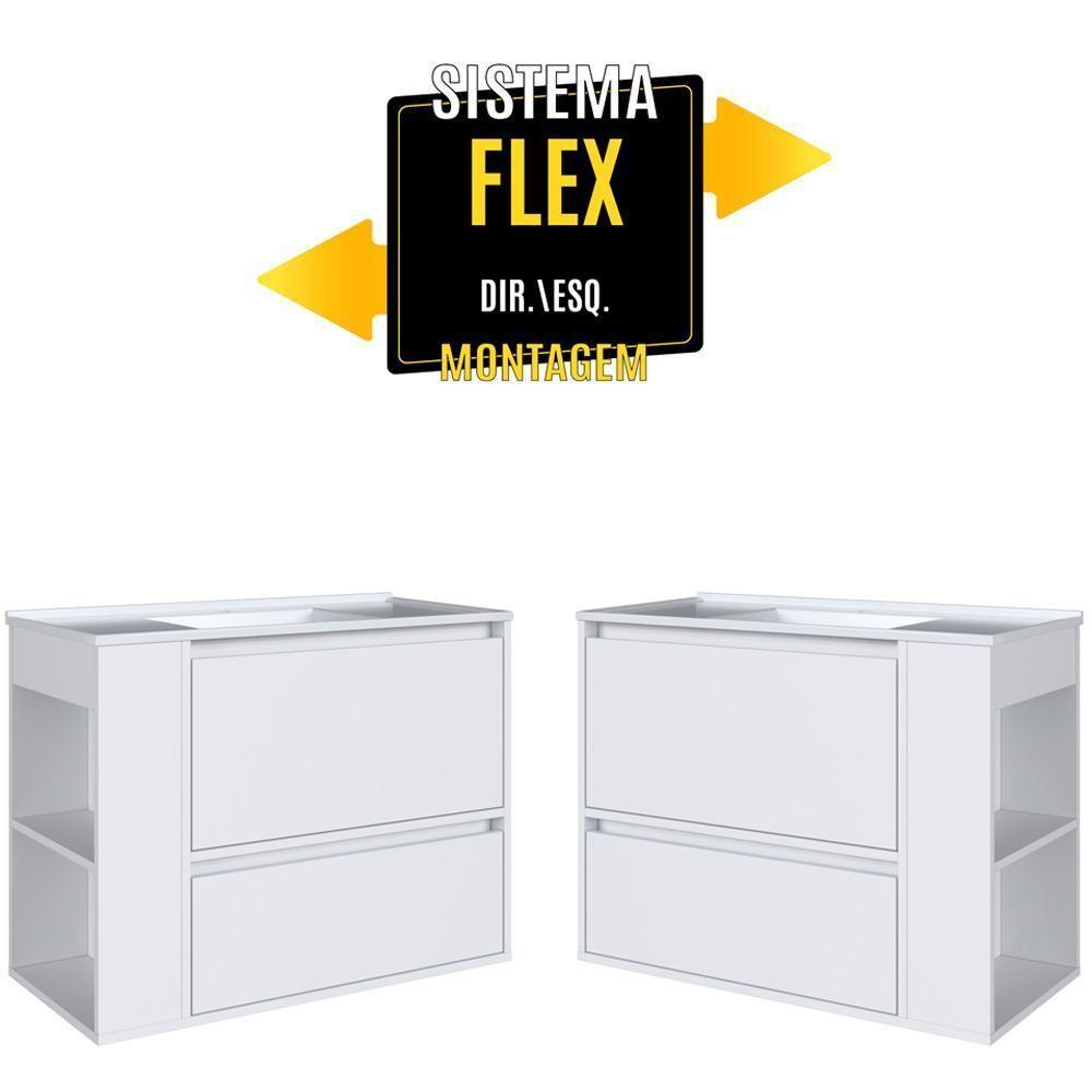 Gabinete Suspenso Com Lavatorio E Gavetao Bl2002 Branco Faem Branco - 7