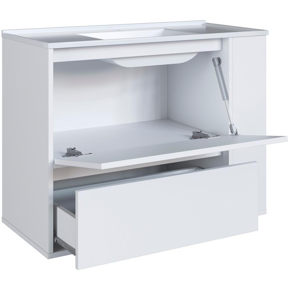 Gabinete Suspenso Com Lavatorio E Gavetao Bl2002 Branco Faem Branco - 9