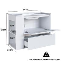 Gabinete Suspenso Com Lavatorio E Gavetao Bl2002 Branco Faem Branco