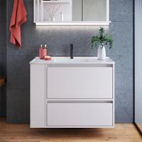 Gabinete Suspenso Com Lavatorio E Gavetao Bl2002 Branco Faem Branco - 10