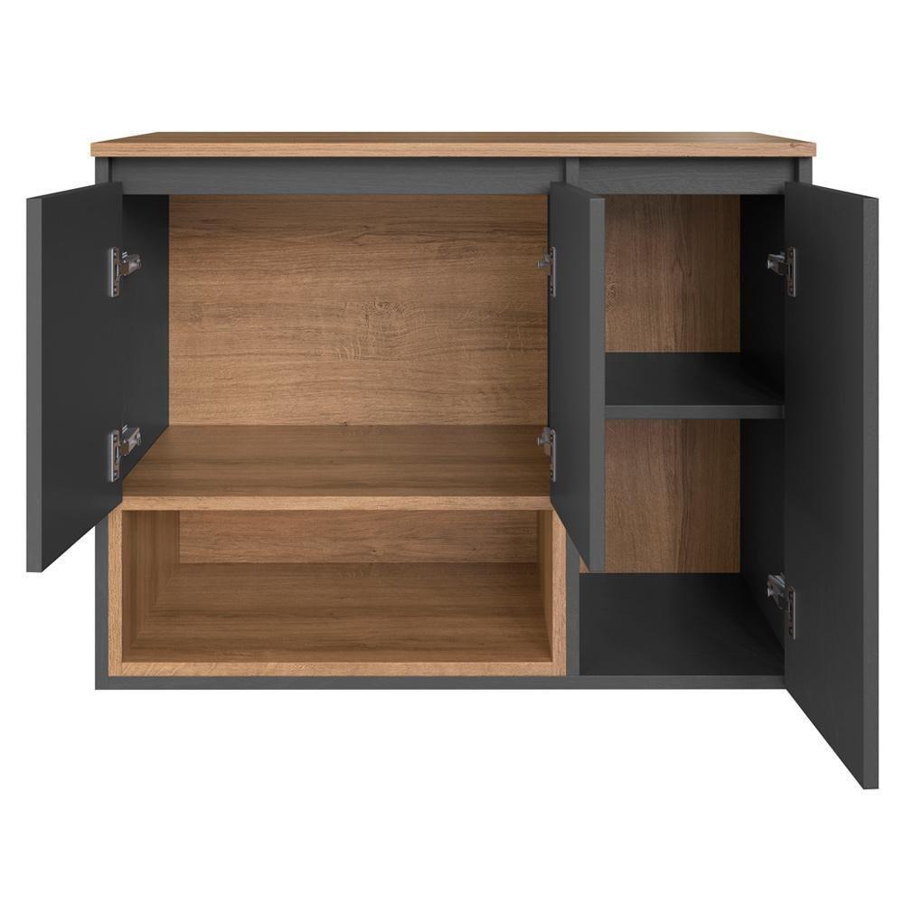 Gabinete Suspenso 3 Portas Com Tampo Bl9220 Mell Grafite Faem Mell Grafite - 5