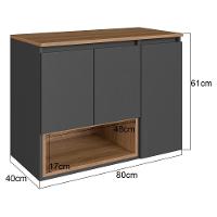 Gabinete Suspenso 3 Portas Com Tampo Bl9220 Mell Grafite Faem Mell Grafite